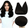 Full Shine Natural Hair Extensions Tape in Color 1B Off Black Seamless Tape in Extensions Soft Hair 16 Inch Straight Hair Extensions Real Human Hair 20 Pcs 50 Gram Skin Weft Hair Extension