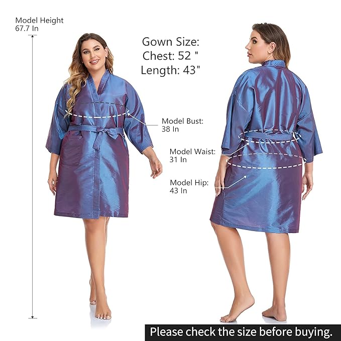 PERFEHAIR Salon Client Gown Robes Cape, Hair Salon Smock for Clients- Kimono Style (Purple)