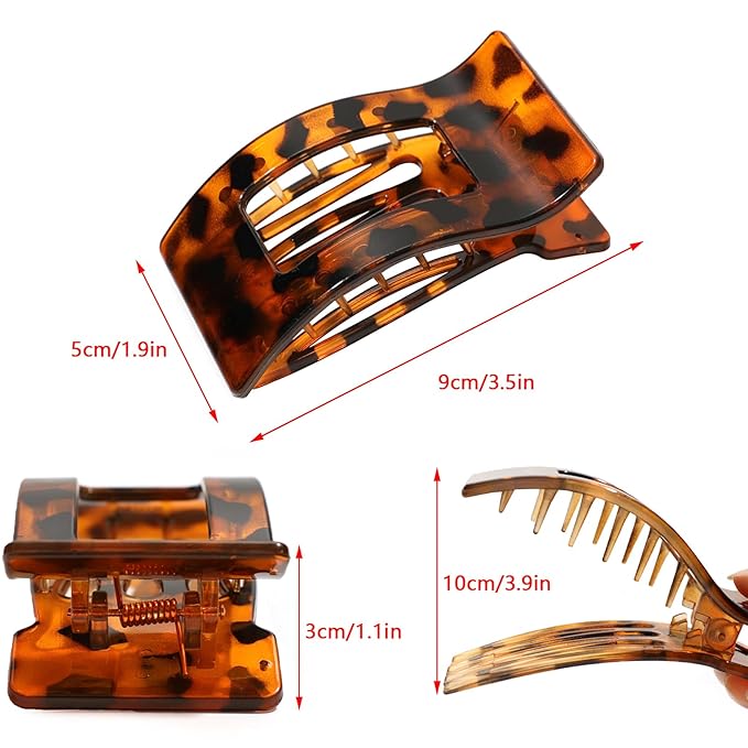 3-Pack Large Flat Hair Clips for Women, Lay Flat Claw Clips for Thick Thin Hair, Strong Hold Non-Slip Duckbill Hair Claws for Everyday, Updos, and Special Occasions (B-Mix Colors)