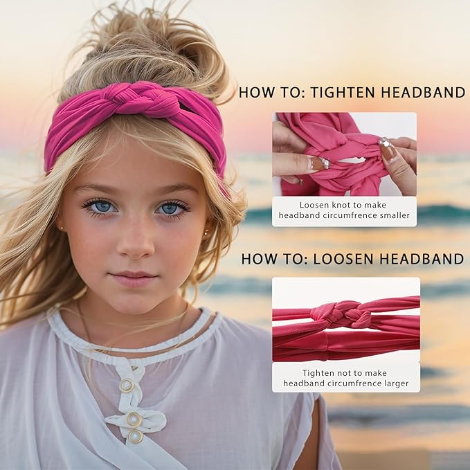 Vercret Headbands for Women Wide Sailor Knot Braided Headband Adjustable Hair Bands Non Slip for Girls Boho Stretchy Turban Headwrap Yoga Workout, Solid Color, 6Pcs
