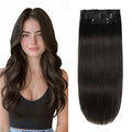 XDhair Clip in Hair Extensions Real Human Hair 18 Inch 120g Natural Straight Human Hair Clip in Extensions for Woman, Soft Straight 6pcs Per Set with 18 Clips Double Weft #1B