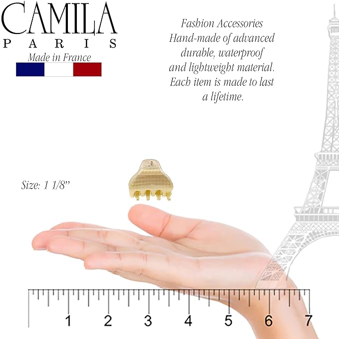 Camila Paris CP3198 French Hair Clip for Women, Small 1 inch Set of 2 Beige Girls Hair Claw Clips Jaw Fashion Durable and Styling Hair Accessories for Women, Strong Hold No Slip Grip, Made in France