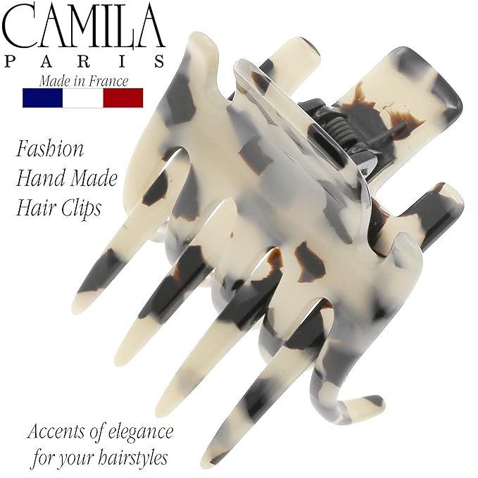 Camila Paris CP3476 French Hair Clip for Women, Hand-Made Hair Side Clips, 2 Inch Girls Hair Claw Clips Jaw Fashion Durable Styling Hair Accessories for Women, Strong Hold No Slip Grip, Made in France