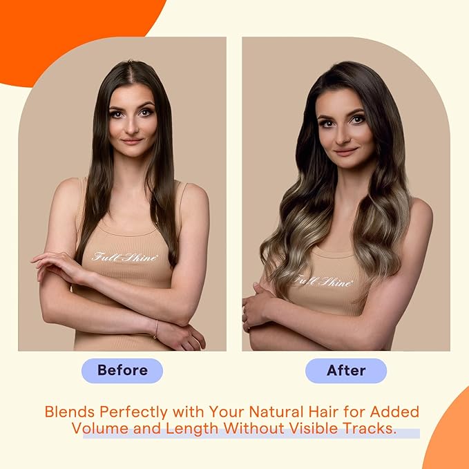 Full Shine Tape in Hair Extension Human Hair 12 Inch Adhesive Hair Extensions Tape Ins Color 2 Brown Fading to 6 and 18 Ash Blonde Natural Tape Hair Extension 20Pcs 30 Grams for Wedding