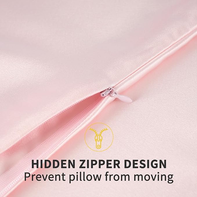 ZIMASILK 100% Pure Mulberry Silk Pillowcase for Hair and Skin Health,Soft and Smooth,Both Sides Premium Grade 6A Silk,600 Thread Count,with Hidden Zipper,1pc (Queen 20''x30'',Pink)