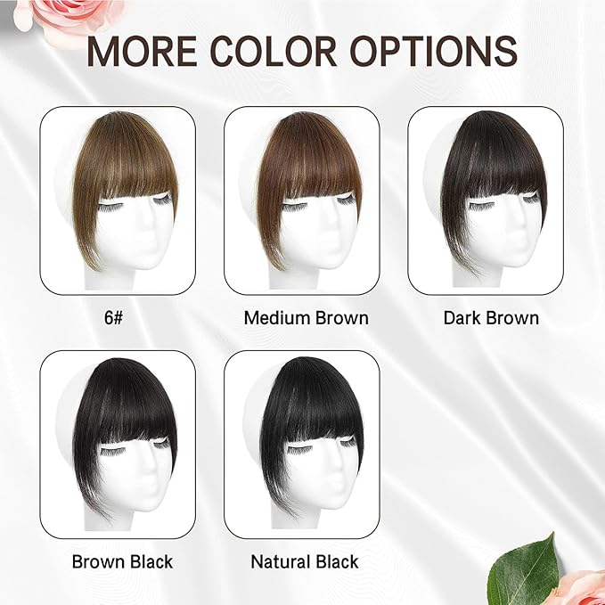 BOGSEA Clip in Bangs 100% Human Hair Bangs with Temples Bangs Hairpieces for Women Clip in Fake Bangs for Daily Wear (Natural Black, French Bangs)
