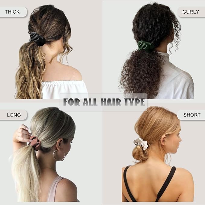 IVARYSS Scrunchies for Hair Sleep, Premium Satin Soft Than Silk for Women Curly Hair, Cute Bands Ties for Girls Thin | Thick Hair Styling, 12 Pack, Dark