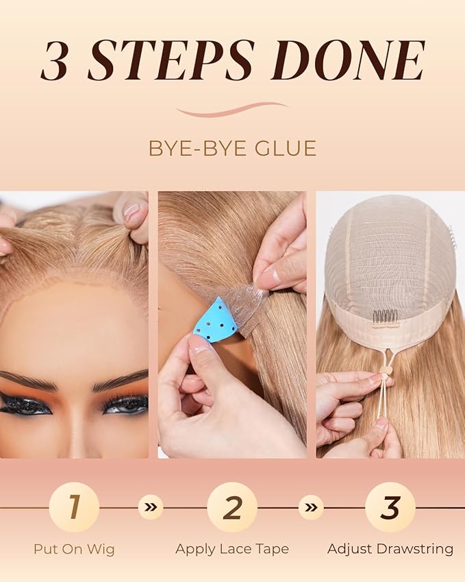 Arabella 13x6 Light Brown Blonde Wig Human Hair Glueless Wigs Human Hair Pre Plucked Pre Cut 13x6 Ear to Ear Full HD Lace Front Wigs 210% Density Straight Wig Drawstring Wig Human Hair 30 Inch