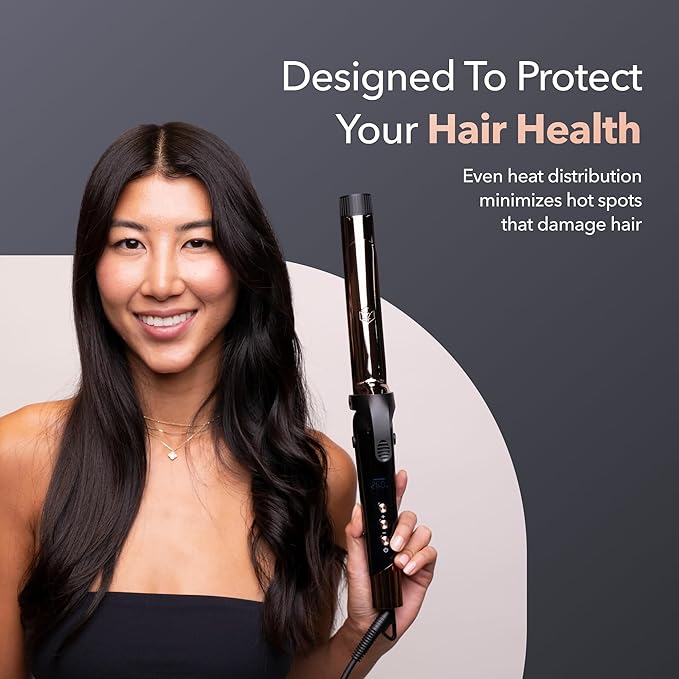 SRILabs CurlQ Curling Iron with 1.25 inch Extra Long Titanium Barrel, Ceramic Paddle Brush, and Thermal Brush with Rapid Heat Up, 12-Temperature Settings, and 360 Degrees Swivel Cord