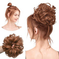 CJL HAIR Large Messy Bun Hair Piece Wavy Curly Scrunchies Synthetic Chignon Ponytail Hair Extensions Thick Updo Hairpieces for Women Light Auburn