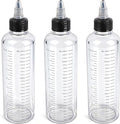 3 Pack Hair Oil Bottle, 8.5oz Plastic Squeeze Oil Applicator Bottle for Hair Scalp Root Dye Twist-On Top Tip Cap with Clear Graduated Scale