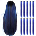 Blue Hair Extensions Clip in, 22 Inch 10 Pcs Long Straight Colored, for Kids Girls Women Highlight Party, Synthetic