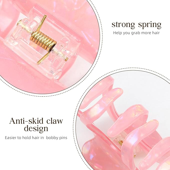 Large Hair Clips for Women - 3Pcs (Blue, White, Pink) | Octopus Claw Clips for Thick Hair, Non-Slip Strong Hold Hair Clamps for Long Hair, Big Unbreakable Hair Accessories