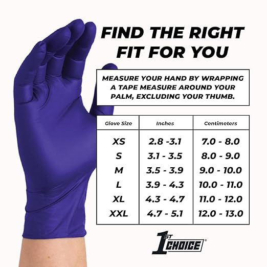 1st Choice Nitrile Disposable Gloves, Large Nitrile Gloves, Disposable Latex Free Exam Gloves, 2 Boxes of 100, 3 Mil, Indigo