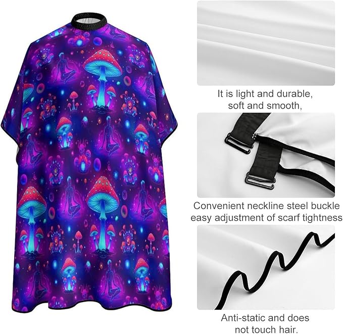 Extra Large Hair Styling Cape, Scenery Magic Mushrooms Salon Cape Apron Hair Cutting Gown for Styling Hair Cut Hairdresser