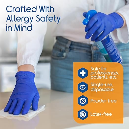 Inspire Black Nitrile Disposable Gloves | 4.5 Nitrile Safety Medical Exam Cooking Cleaning Disposable Black Gloves (Blue - Case of 1000, XXL)
