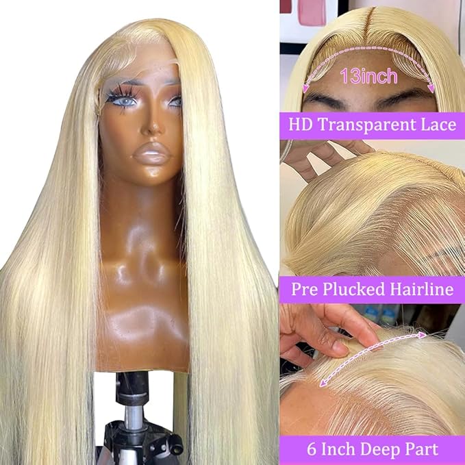 HOT STAR 613 Lace Front Wigs Human Hair 13x6 Blonde Wig Human Hair 180% Density Straight Human Hair Wigs Pre Plucked HD Lace Frontal Wig 26 Inch