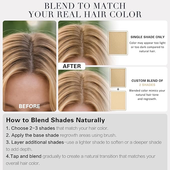 Root Touch Up Hair Color – 3 Color Blendable Hairline Powder for Gray Coverage, Root Cover Up & Thinning Edges – 48H Sweat Resistant, Natural Finish for Women & Men – Dark Brown