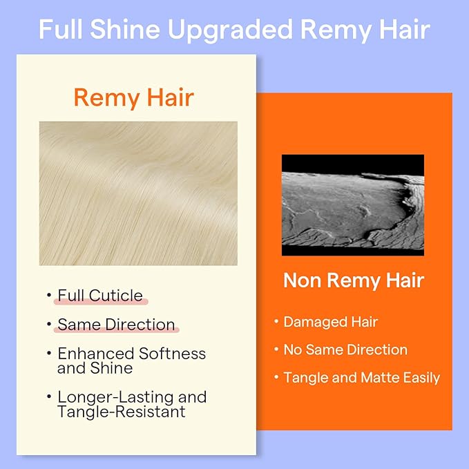 Full Shine Platinum Blonde Hair Extensions Clip ins Blonde Clip in Extensions Real Human Hair Seamless Hair Extensions for Women Triple Weft 16 Inch 7 Pcs 120 G