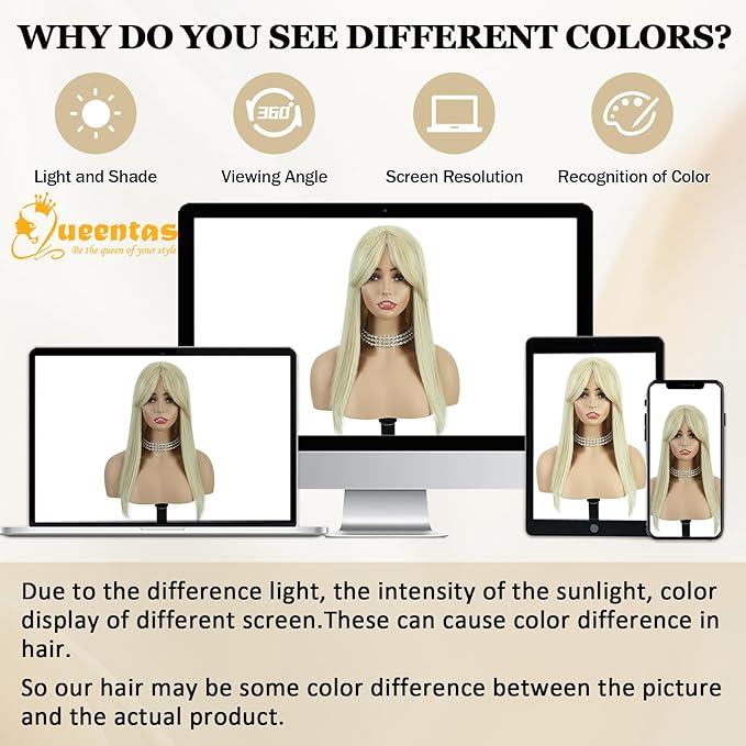 QUEENTAS 18" Blonde Hair Topper for Women with Thinning Hair Pieces 6"*6.2"Large Coverage 360°3D Cover Synthetic Long Straight with 5 Clips in Wiglets(Blonde)