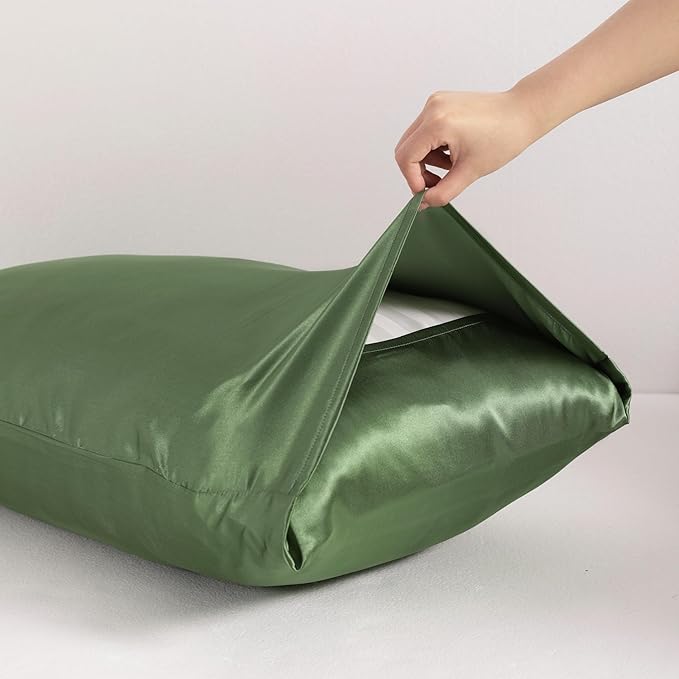 NTBAY Satin Body Pillowcase for Hair and Skin, Luxurious and Silky Pillow case with Envelope Closure, 20x54 Inches, Olive Green