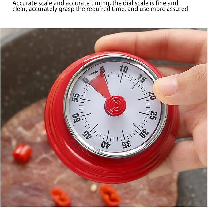 Portable Multifunctional Wall Mount Stainless Steel Classic Retro Magnetic Countdown Reminder for Hair Processing , 70dB Kitchen Timer , Cooking(Red) , 70dB Kitchen Timer , Portable Multifunctional W