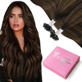YoungSee U Tip Hair Extensions Human Hair Balayage K Tip Hair Extensions Real Human Hair Balayage Dark Brown with Brown Utip Hair Extension Ombre for Daily Confidence Boost 20In 50s/50G