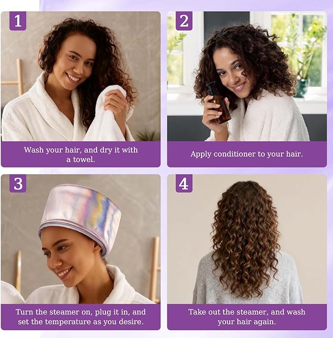 Electric Hair Care Cap for Deep Care,Women Heating Thermal Heat Cap,Hooded Bonnet Head Band for Drying Styling Curling Deep Conditioning,3-Level Heats Up,Personal Hair Care Use at Home (Pink)