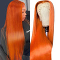 Ginger Orange Lace Front Wigs Human Hair 13x4 HD Transparent Straight Ginger Wig Human Hair Glueless Wigs Pre Plucked With Baby Hair 350 Colored 180% Density Ginger Wig 22 inch