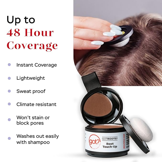 Got? Roots - Root Touch Up Hair Color, Brow, Beard, Hairline & Bald Spot Concealing Powder - Gray Root Coverage for Women & Men - 0.14 OZ Tub (Natural Blonde, Pack of 1)