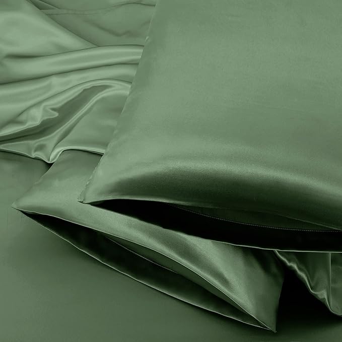 Aormenzy Satin Body Pillow Cover Set of 2, 20x54 Inches Woodland Green Body Pillow Case for Adults, Silky Soft & Cooling Body Pillow Pillowcase with Envelope Closure