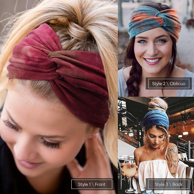 Extra Wide Headbands for Women Large Turban Headband Non Slip Boho Elastic Hairband Hair Twisted Knot Head Bands Accessories