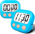 2 Pack Kitchen Timers Loud Ring Digital Timers for Cooking Magnetic Blue