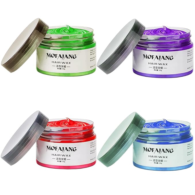 Temporary Hair Color Chalk, Hair Wax Color For Birthday,Party, Cosplay DIY, Halloween, Christmas (4, Red Blue Purple Green)