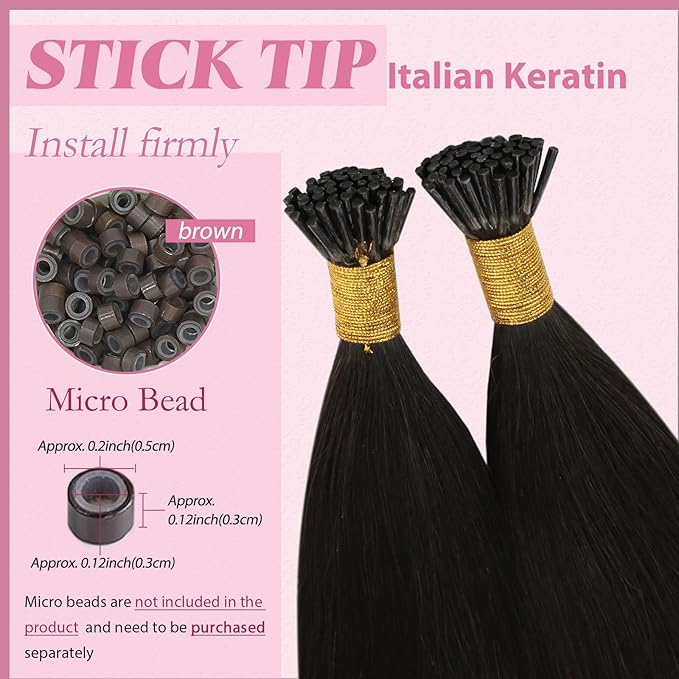 YoungSee I Tip Extensions Brown Itip Human Hair Extensions Dark Brown 14 Inch I Tips Hair Extension Real Human Hair Dark Brown Short Itip Hair Extension for Short Hair Tip Extension 80s 50g