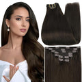 Full Shine Clip on Hair Extensions for Women 12 Inch Short Dark Brown Clip in Hair Extensions for Short Hair 7 Pieces 95 G
