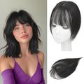 Hair Toppers for Women Real Human Hair, 360°3D Bangs Clip Human Toppers for Women with Thinning hair Realistic Scalp Line (Brown Black, 3D Wispy Bangs(11 * 7))