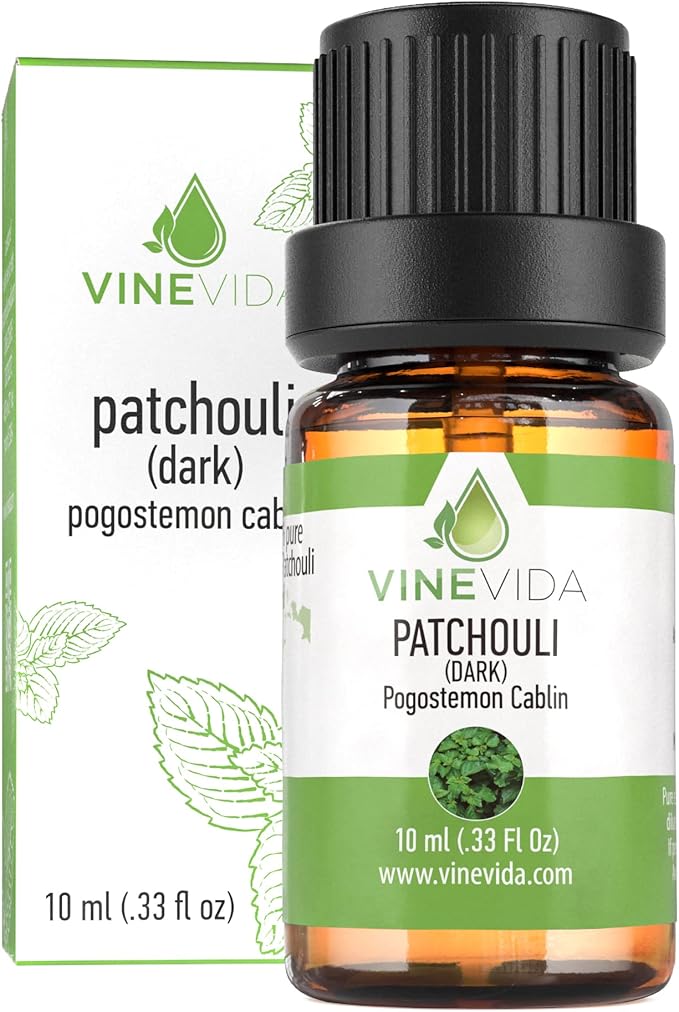 VINEVIDA Patchouli Essential Oil 10 mL - Undiluted Patchouli Oil - DIY Candle Scents for Candlemaking - 10 mL Essential Oil for Soap Making Safe for Skin (4OZV-OBP-PAT-30P-10ML)