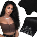 Moresoo Jet Black Hair Extensions Clip in Thick Real Human Hair Clip in Extensions Jet Black for Women Natural Remy Human Hair to Add Thickness Straight Double Weft 150g/7pcs 20in