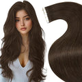 LaaVoo Brown Tape in Hair Extensions Human Hair Seamless Hair Extensions Tape in #4 Dark Brown Tapes on Extensions Invisible Hair 20 Inch 20pcs 50g