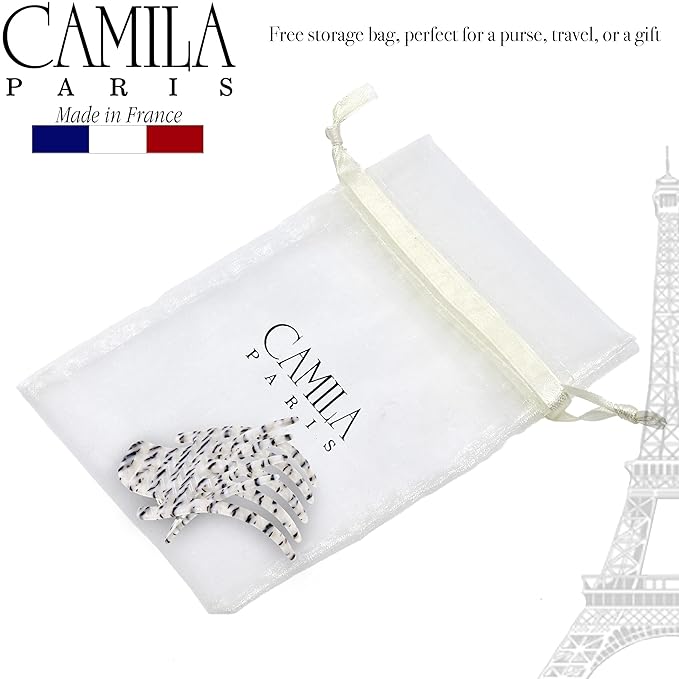 Camila Paris CP3474 French Hair Clip for Women, Hand-Made Hair Side Clips, 3 inch Girls Hair Claw Clips Jaw Fashion Durable Styling Hair Accessories for Women, Strong Hold No Slip Grip, Made in France