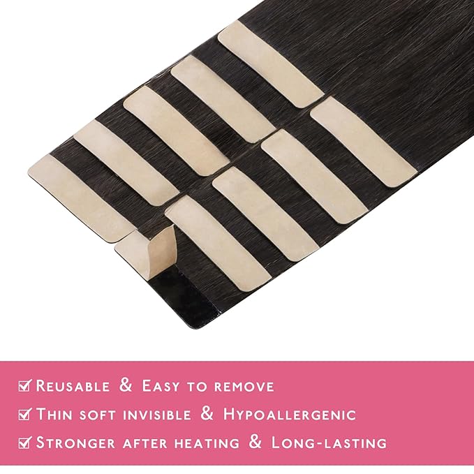 WENNALIFE Tape in Hair Extensions Human Hair Balayage Dark Brown Mixed Chestnut Brown Tape in Extensions, 10pcs 25g 16 inch Remy Invisible Tape Ins Straight Soft Real Human Hair Tape in Extensions