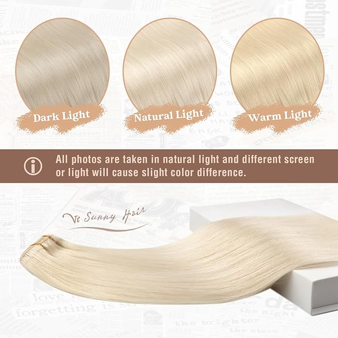 Ve Sunny Clip in Human Hair Extensions Blonde Clip in Hair Extensions, Real Hair Extensions Clip in Human Hair, Long Straight Hair Extensions Clip ins 24inch 7pcs 120g