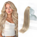 Sunny Hair Blonde Tape in Hair Extensions Human Hair Ash Blonde Highlight Bleach Blonde Hair Extensions Tape in 26 Inch Remy Tape in Txtensions for Women Wedding 20Pcs 50g