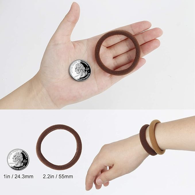 40pcs Large Hair Ties for Thick and Curly Hair, Seamless Hair Bands Soft Ponytail Holders 2.2inches (Neutral Colors)