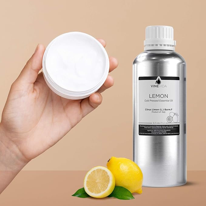 VINEVIDA Lemon Essential Oil - 32 oz - Undiluted - DIY Candle Scents - Bulk for Soap Making