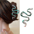 Green Snake Metal Claw Hair Clip, 1Pcs 4.52Inch Hair Clip for Thin/Thick Hair, Non-Slip Strong Hold Grip, Animal Themed Hair Accessory