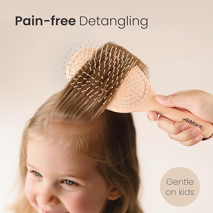 AIMIKE Rose Luxe Detangler Brush, Pain-Free Detangling Brush with Ultra-Soft FlexGlide Bristles, Effortlessly Remove Knots & Reduce Hair Breakage, Wet Dry Paddle Brush for Women Thin Fine Hair