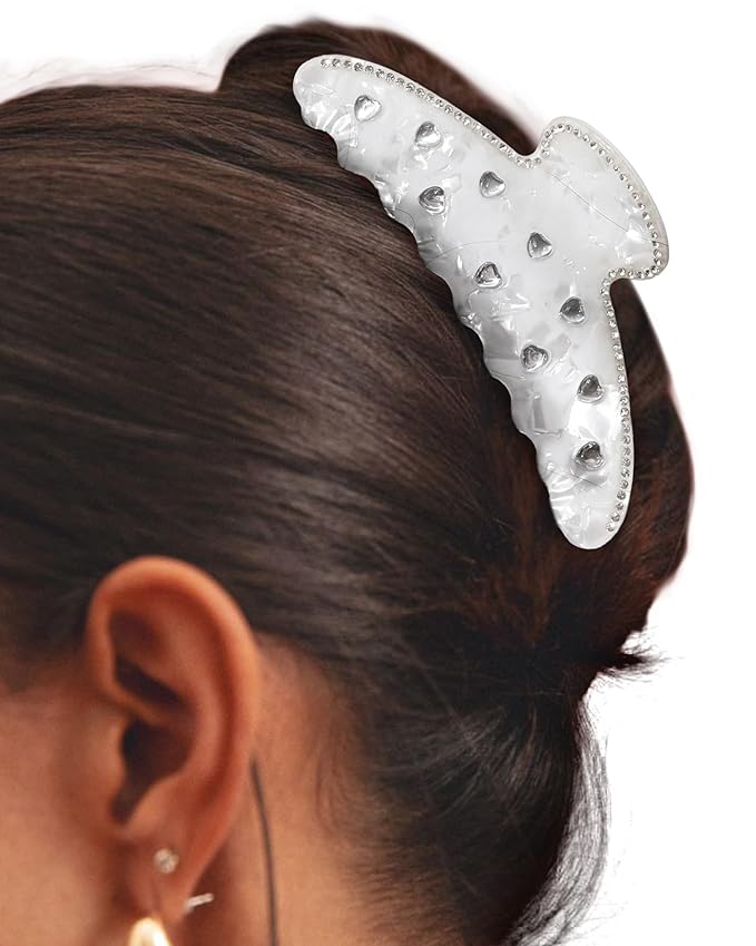HAIMEIKANG Large Acetate 4 Inch Hair Claw Clip for Women - French Style Hair Claws for Thick Hair with Non-Slip Teeth, Hair Accessories for Updos, Buns & Ponytails
