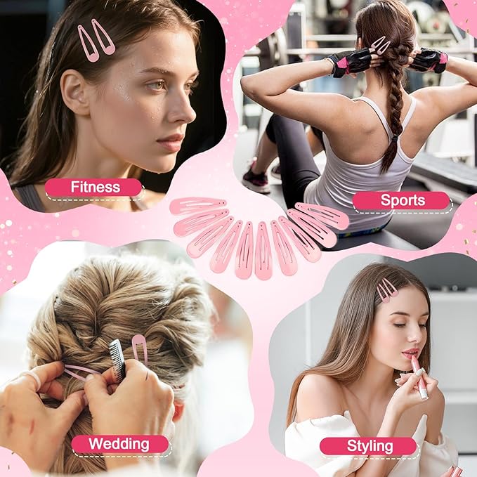 2 Inch Light Pink Hair Clips Barrettes Metal Snap Clips for Women Durable Water Drop Ideal Hair Accessories for Hairdressing Wedding and Everyday Use 20 pcs